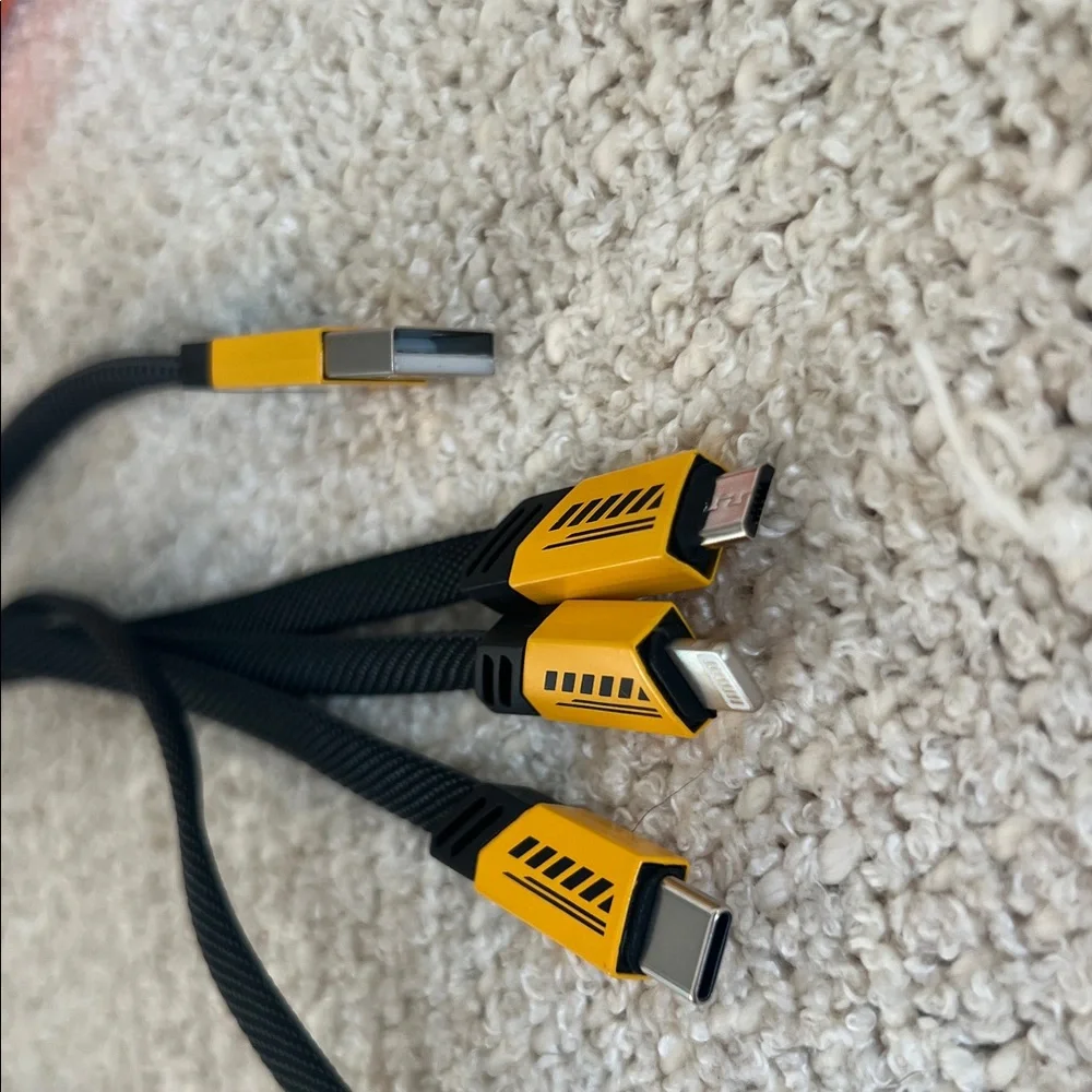 Four New 3 in 1 USB Cable Set - Black and Yellow
